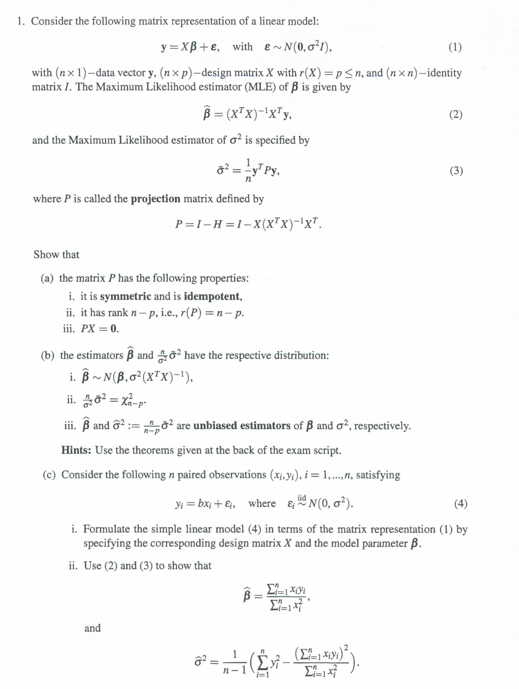 Solved 1 Consider The Following Matrix Representation Of Chegg Com