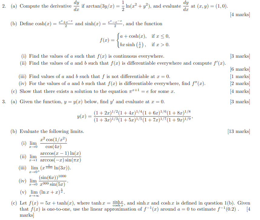 Solved 2 dy dy 2. (a) Compute the derivative if arctan(31/x) | Chegg.com