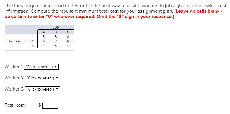 assignment method to determine