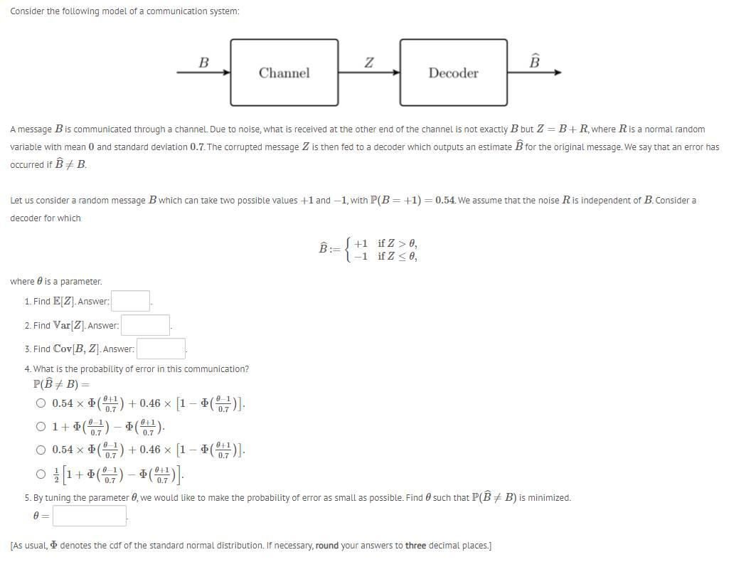 Solved Consider the following model of a communication | Chegg.com