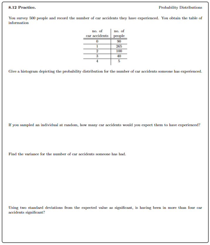 Solved 8.12 Practice. Probability Distributions You survey | Chegg.com