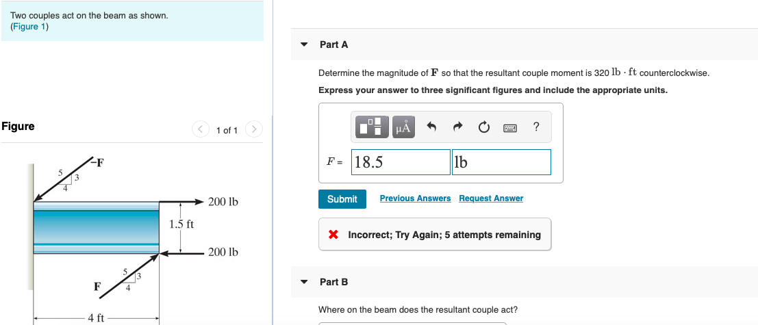 Solved Two couples act on the beam as shown. (Figure 1) Part | Chegg.com