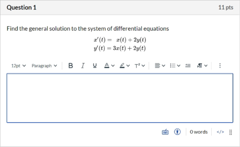 Solved Question 1 11 pts Find the general solution to the | Chegg.com