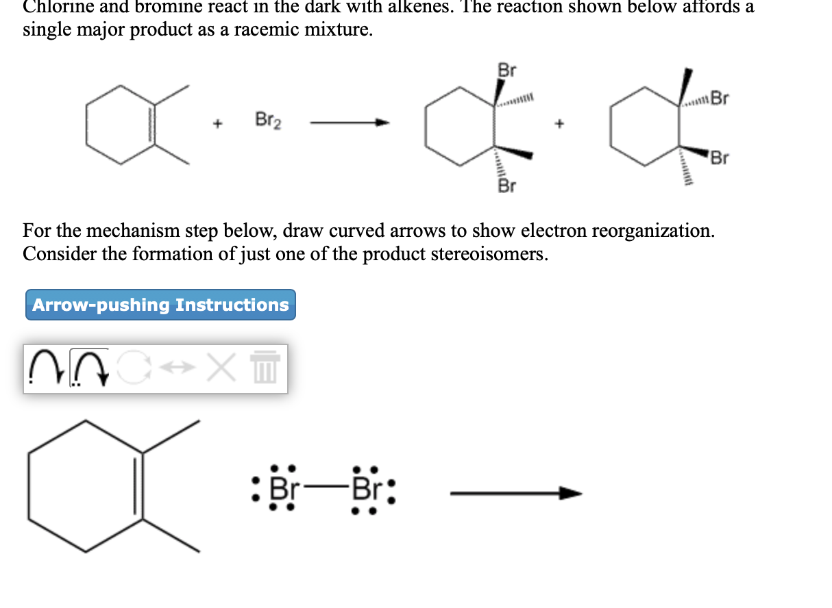Solved Chlorine and bromine react in the dark with alkenes.
