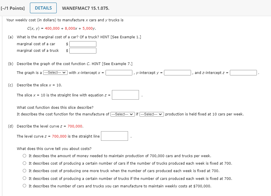 Solved [-/1 Points) DETAILS WANEFMAC7 15.1.075. Your weekly | Chegg.com