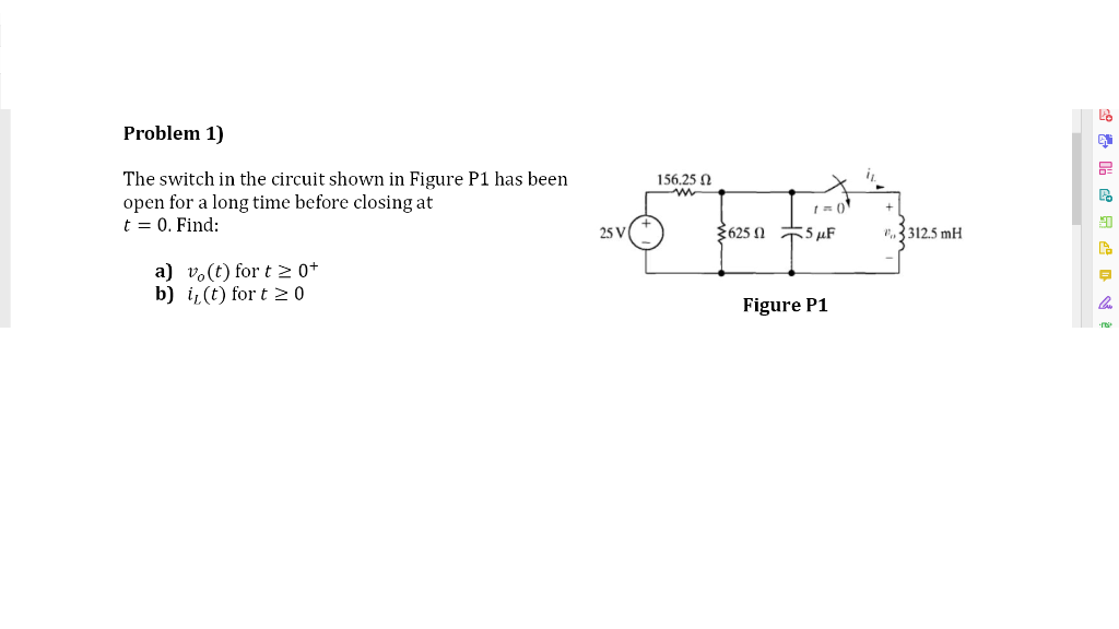 Solved Problem 1) 156.252 The Switch In The Circuit Shown In 