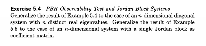 Solved Exercise 5.4 PBH Observability Test and Jordan Block | Chegg.com