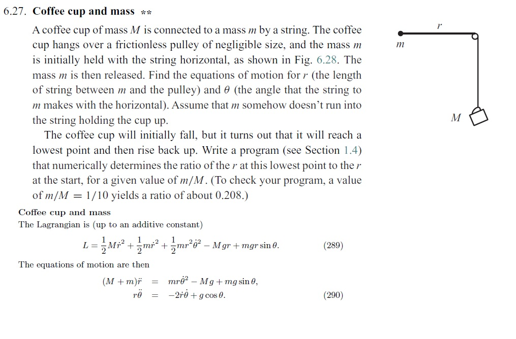 Solved m 6.27. Coffee cup and mass ** A coffee cup of mass M