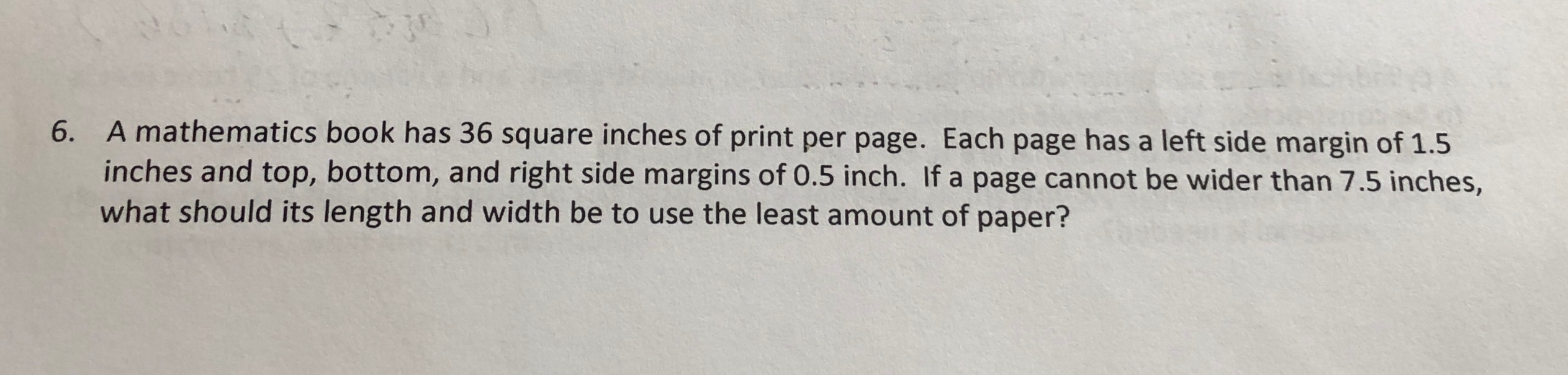 Solved 6. A Mathematics book has 36 square inches of print