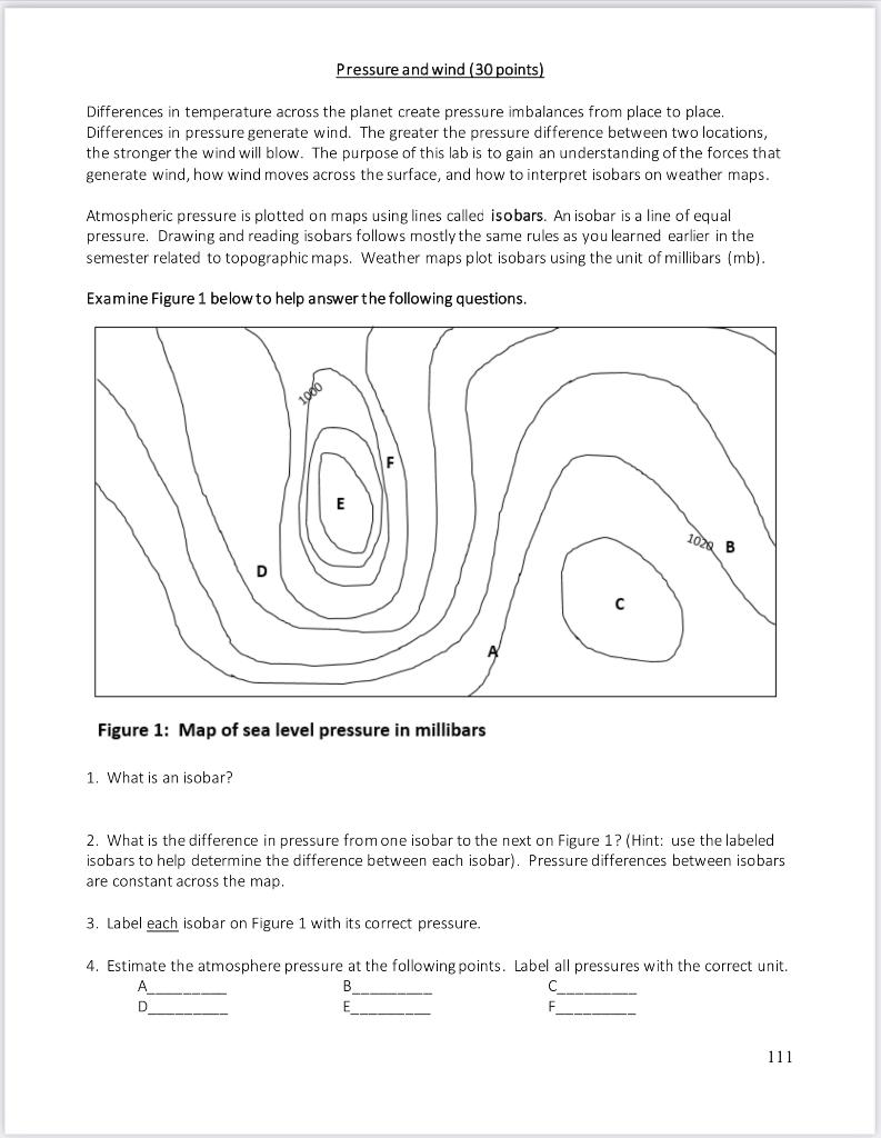 Solved Pressure and wind (30 points) Differences in | Chegg.com