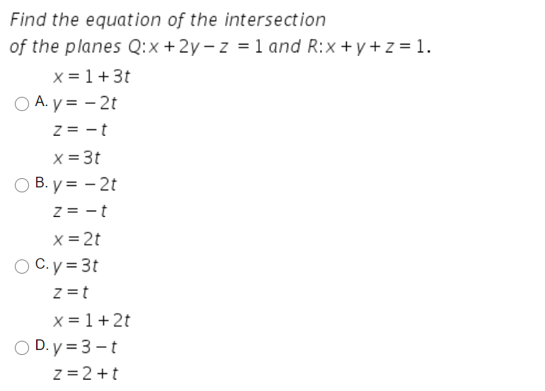 Solved Find The Equation Of The Intersection Of The Plane Chegg Com