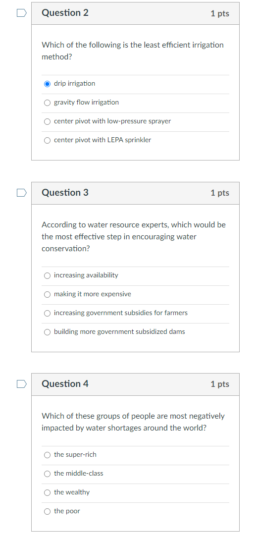 Solved Question 2 1 pts Which of the following is the least | Chegg.com