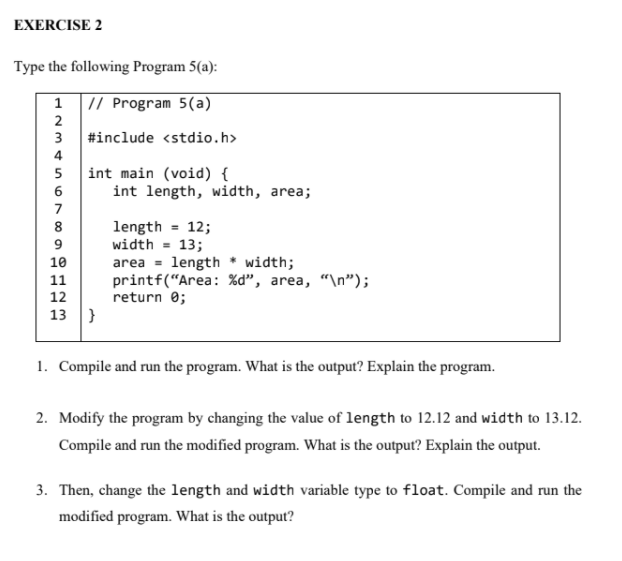 Solved EXERCISE 2 Type The Following Program 5(a): 1 // | Chegg.com