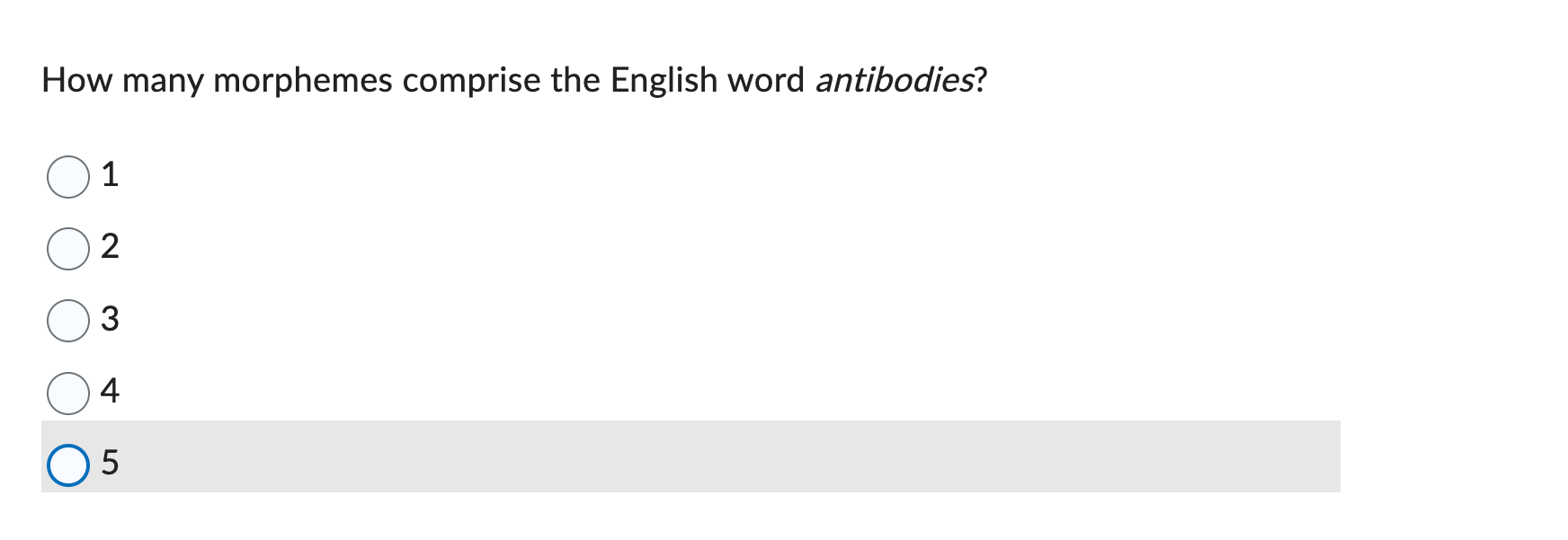 How many morphemes comprise the English word
