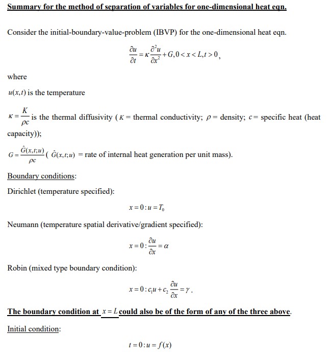 Solved Summarv For The Method Of Separation Of Variables For | Chegg.com