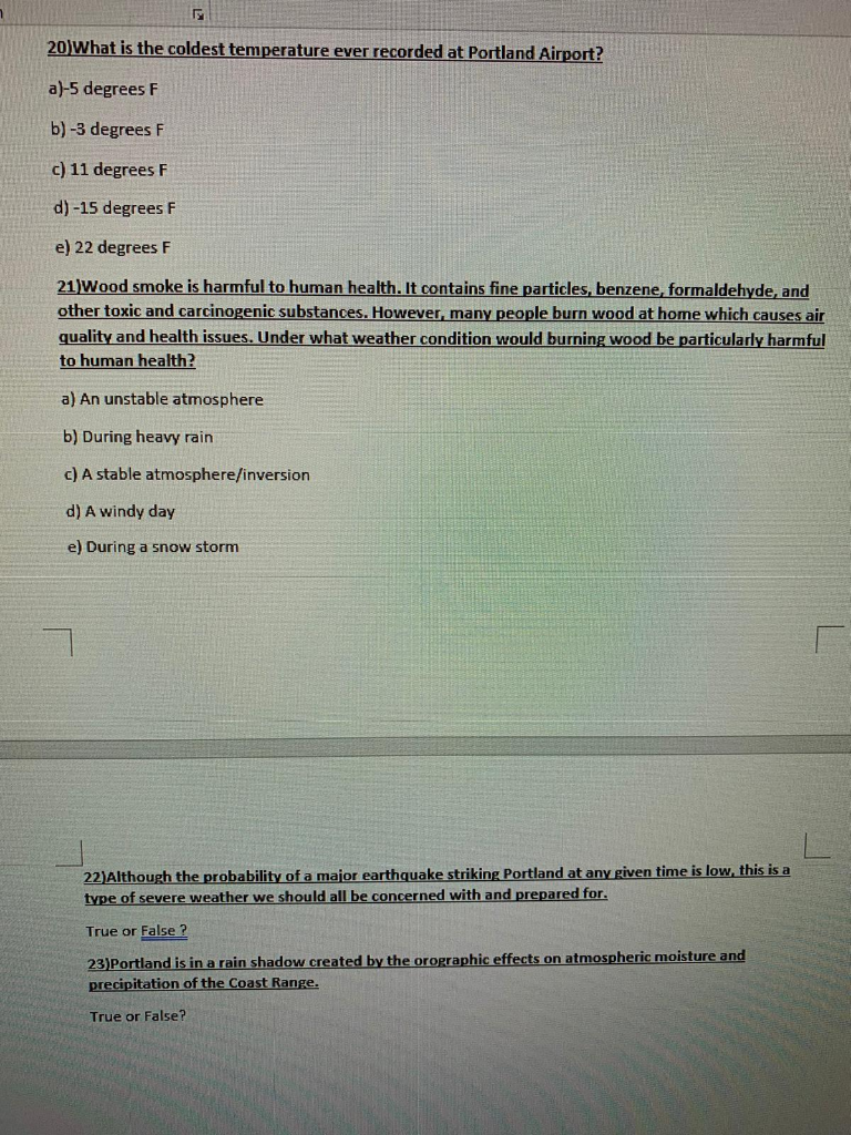 Solved 20 What is the coldest temperature ever recorded at