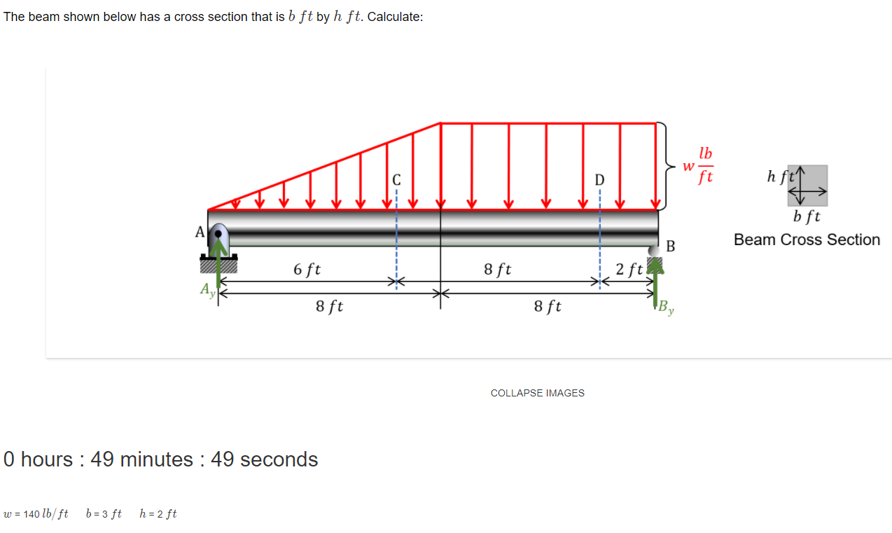 Solved The beam shown below has a cross section that is b ft | Chegg.com