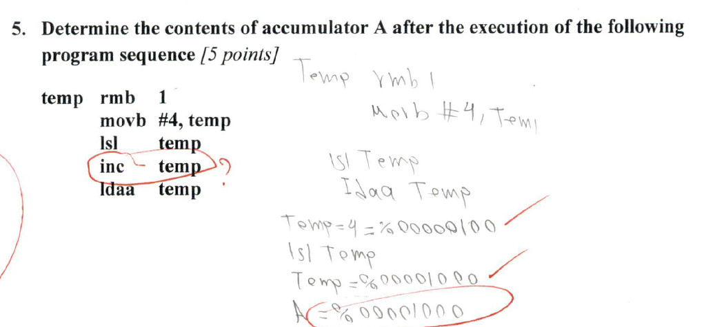 Solved 5. Determine the contents of accumulator A after the | Chegg.com