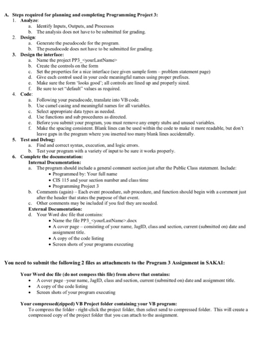 Solved CIS 115- Programming Project 3 Chapter 5 You have | Chegg.com