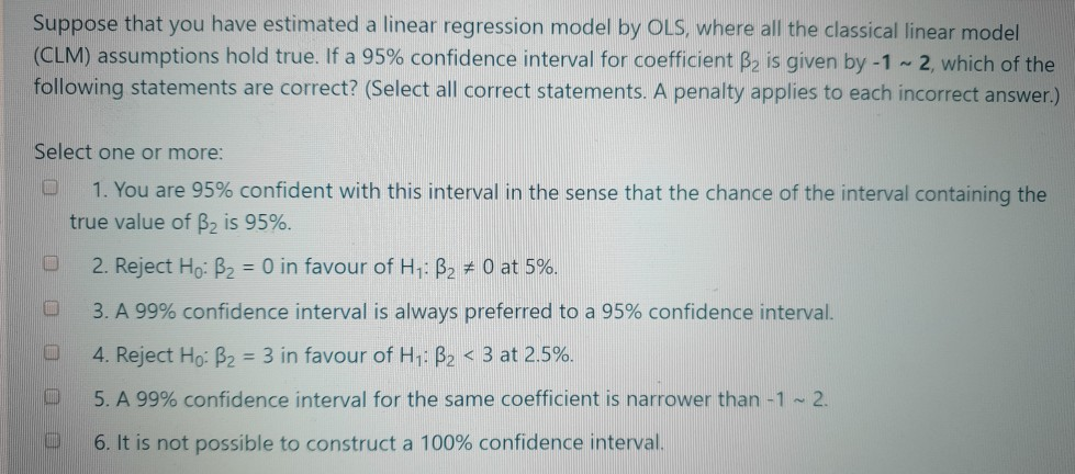 Solved Suppose that you have estimated a linear regression | Chegg.com