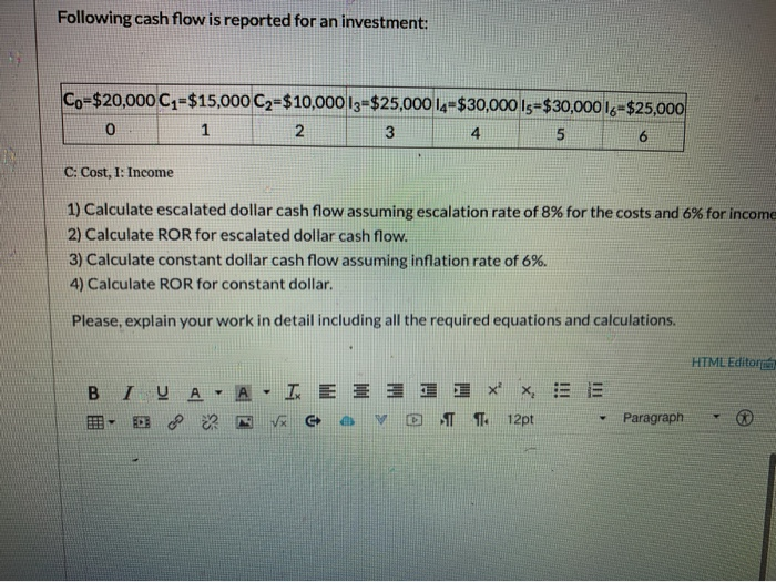 Solved Consider escalation rate of 12% for both cost and | Chegg.com