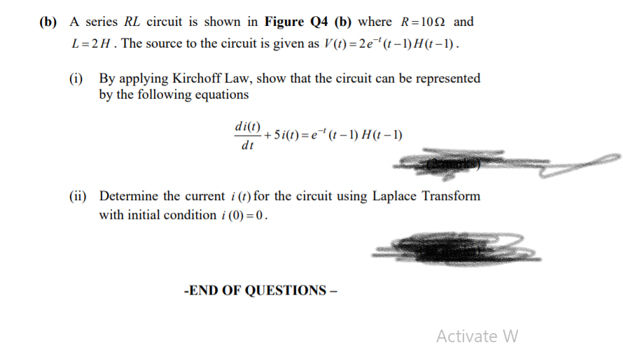 Solved (b) A series RL circuit is shown in Figure Q4 (b) | Chegg.com