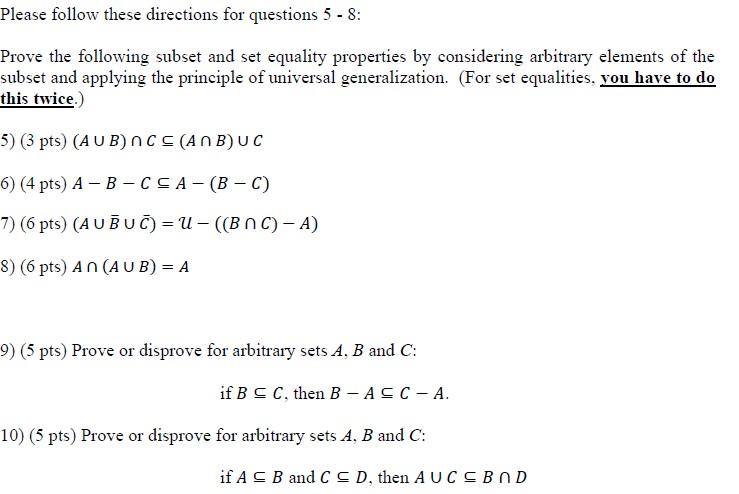 Solved Please Follow These Directions For Questions 5−8 : | Chegg.com