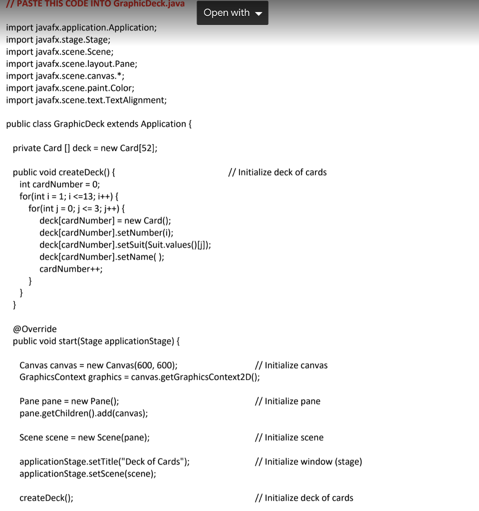 Solved Start with your Card class from prior labs and | Chegg.com