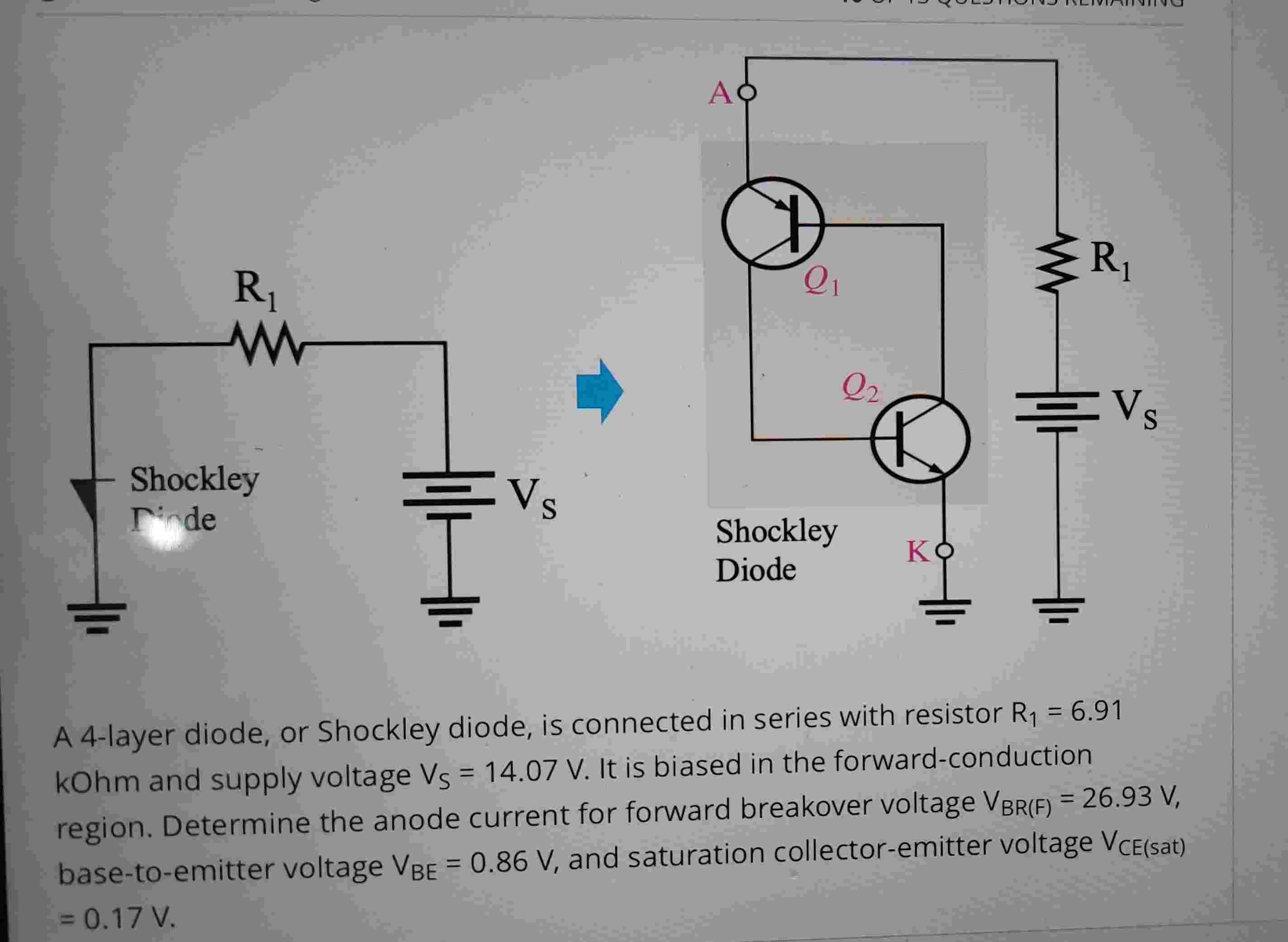 Solved Find Ia = mAA 4-layer diode, or ﻿Shockley diode, is | Chegg.com