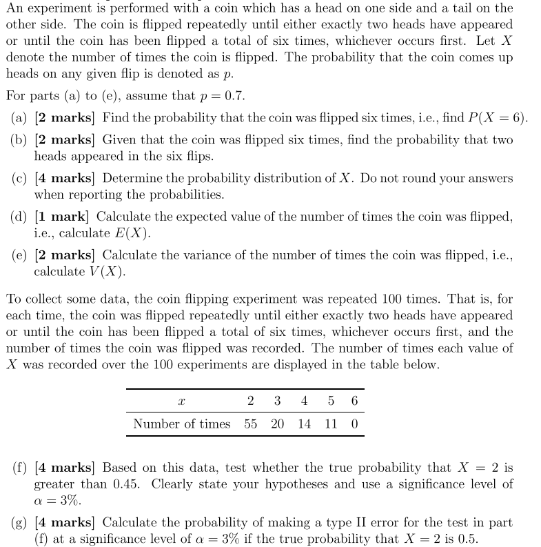 Solved An Experiment Is Performed With A Coin Which Has A | Chegg.com