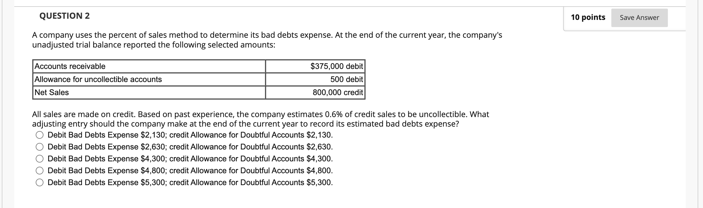Solved QUESTION 2 10 points Save Answer A company uses the | Chegg.com