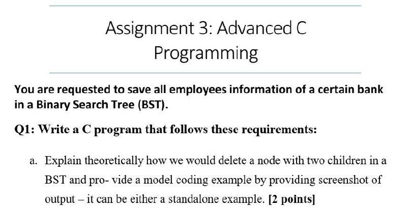 Solved Assignment 3: Advanced C Programming You Are | Chegg.com