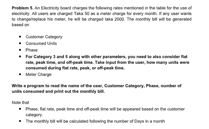 Solved Problem 5. An Electricity board charges the following | Chegg.com