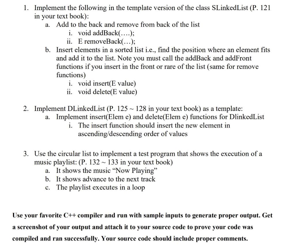 Solved Implement The Following In The Template Version Of Chegg Com