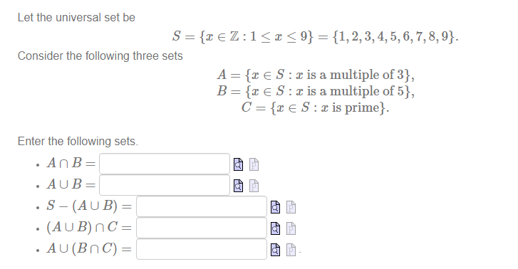 Solved Let The Universal Set Be | Chegg.com