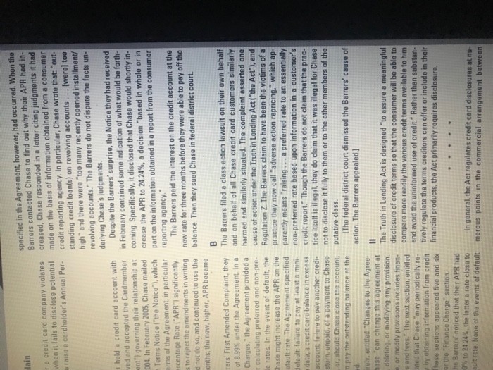 Solved How did chase violate Regulation Z and the TILA the