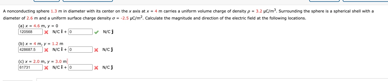 Solved: A Nonconducting Sphere 1.3 M In Diameter With Its ...