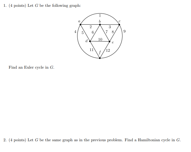 Solved 1. (4 points) Let G be the following graph: 1 b o c 2 | Chegg.com