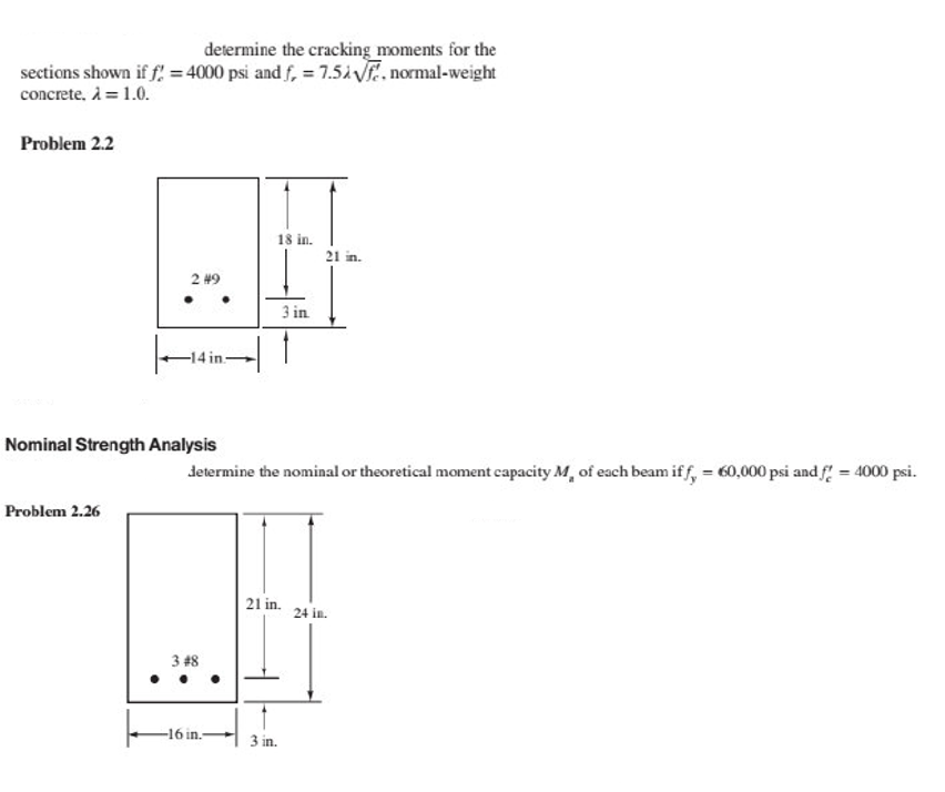 Solved Determine The Cracking Moments For The Sections Shown | Chegg.com