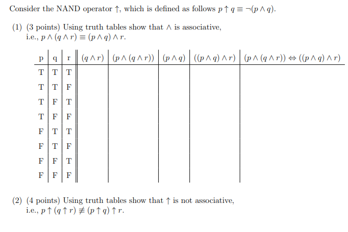 Solved Consider the NAND operator 1, which is defined as | Chegg.com