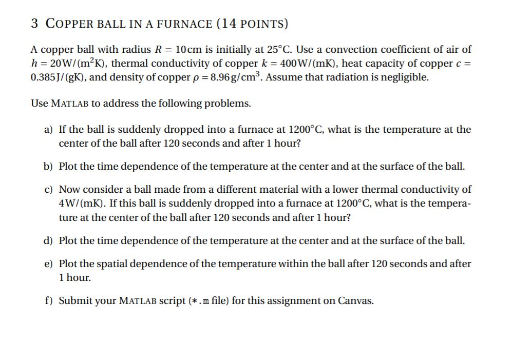 3 Copper Ball In A Furnace 14 Points A Copper Ba Chegg Com