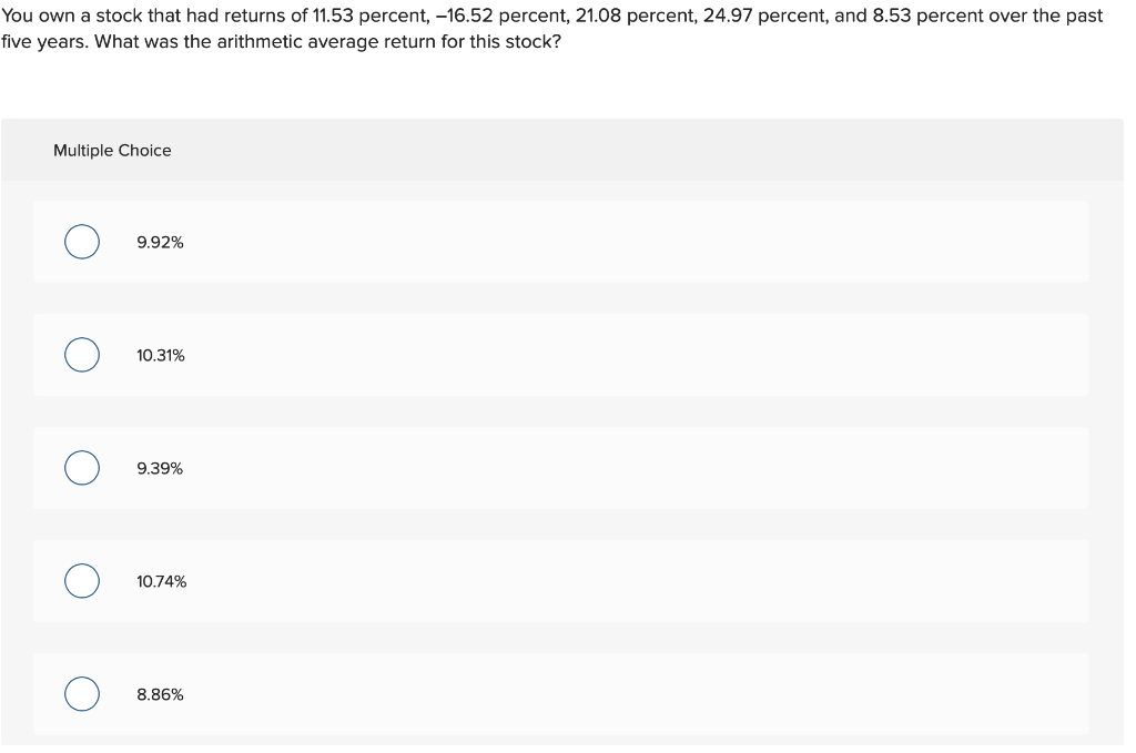 solved-you-own-a-stock-that-had-returns-of-11-53-percent-chegg