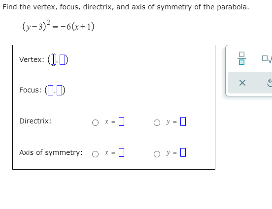 Solved Find the vertex, focus, directrix, and axis of | Chegg.com