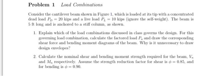 Solved Problem Load Combinations Consider the cantilever | Chegg.com