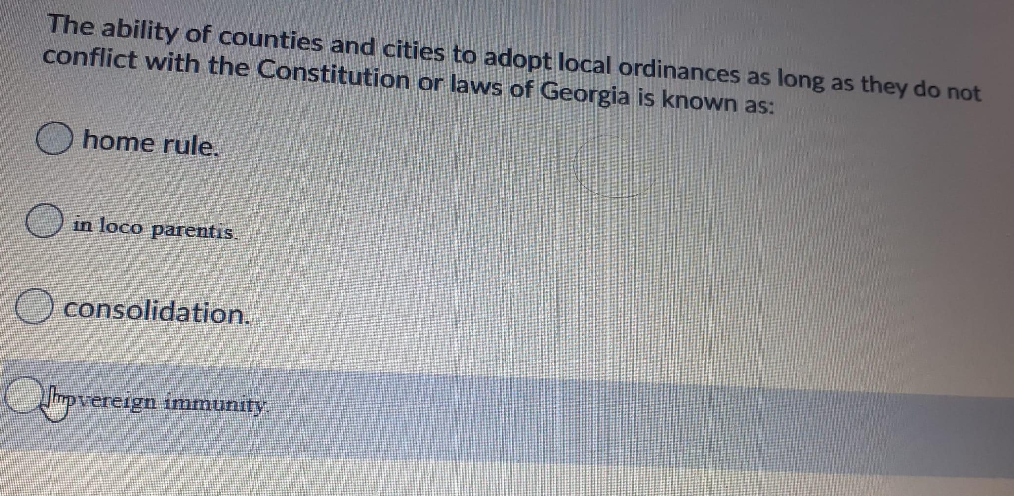 Solved The ability of counties and cities to adopt local