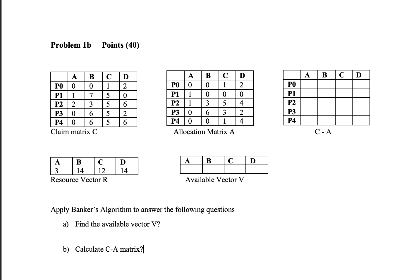 Solved Problem 1b Points (40) 1 С A B D A B С D D 2 с 1 1 PO | Chegg.com