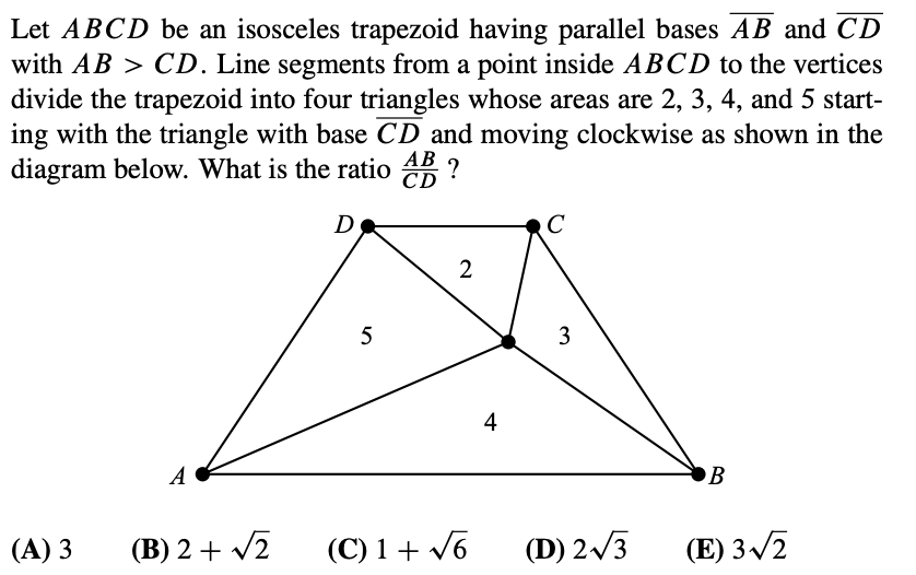 Solved Let ABCD be an isosceles trapezoid having parallel | Chegg.com