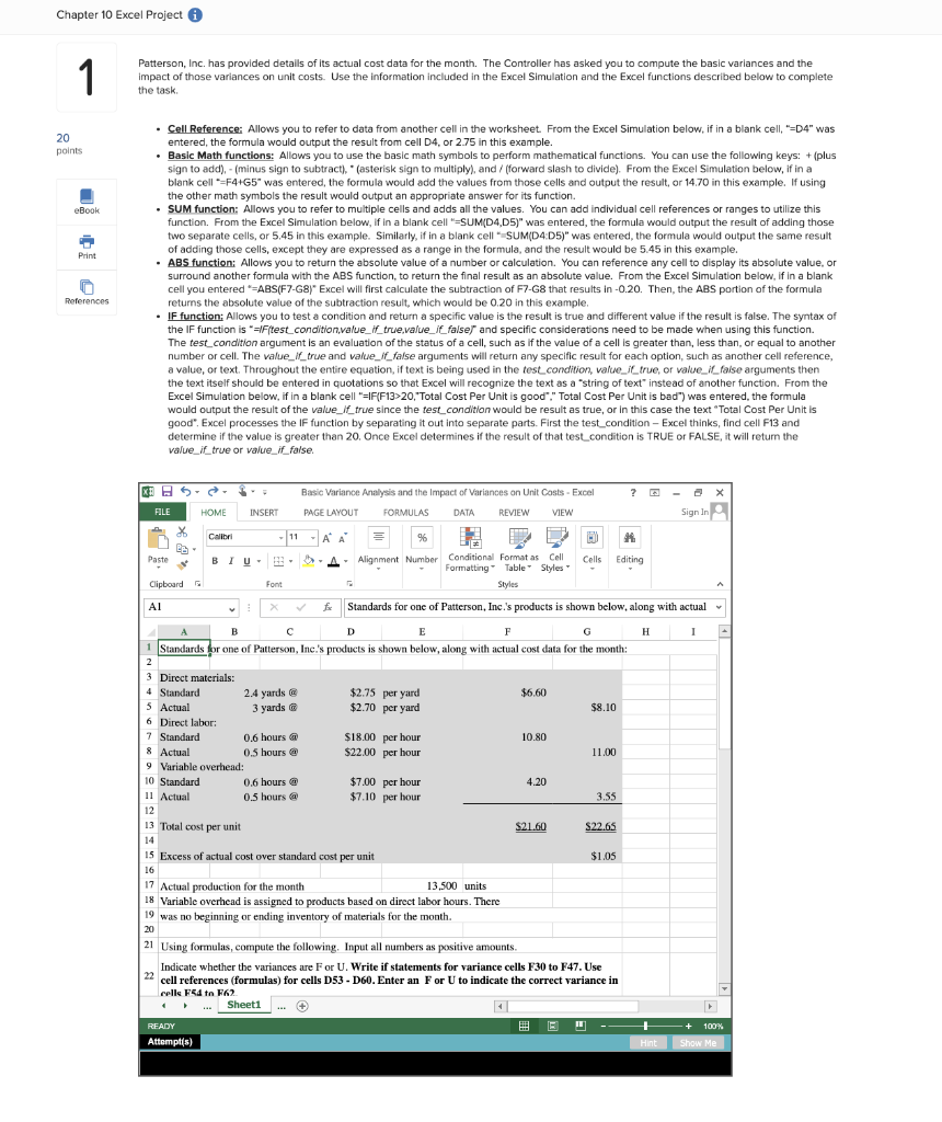 Patterson, Inc. Has Provided Detalls Of Its Actual | Chegg.com