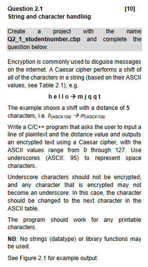 Solved the name Question 2.1 [10] String and character | Chegg.com
