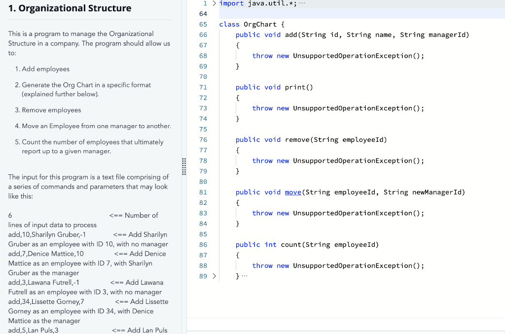 Solved 1 > import java.util.*;.. 1. Organizational Structure | Chegg.com